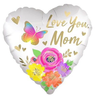 18" Love You Mom Floral Foil Balloon