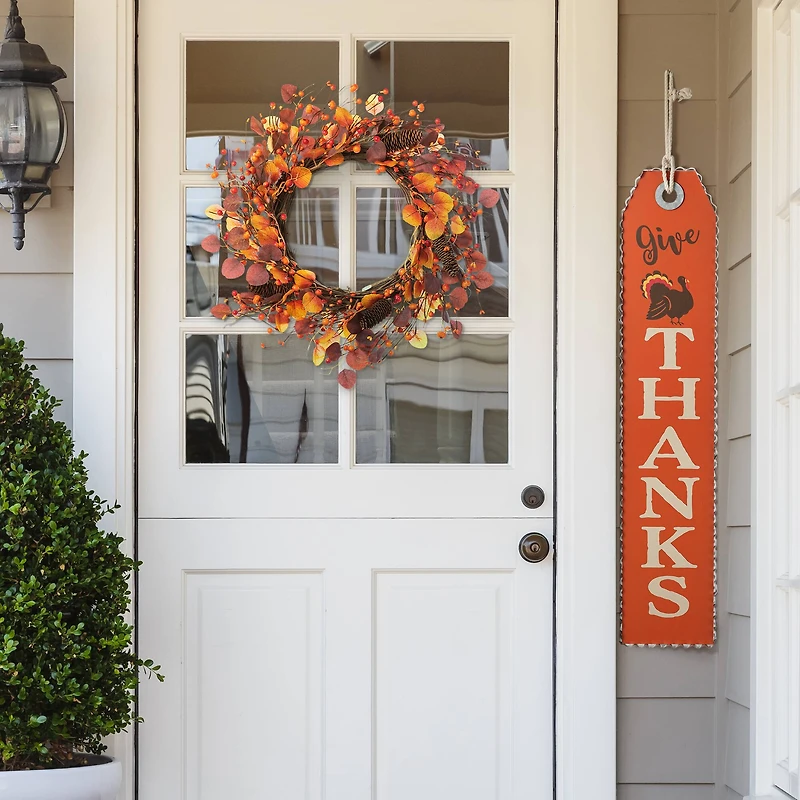 Glitzhome® 22" Fall Eucalyptus Berry Wreath