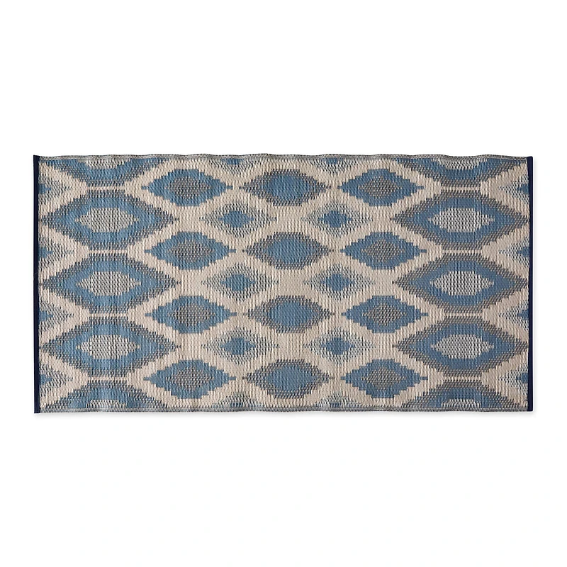 and Gray Ikat Outdoor Floor Runner 3ft. x 6ft