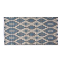 Blue and Gray Ikat Outdoor Floor Runner 3ft. x 6ft.