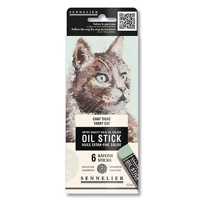 Sennelier Tabby Cat 6 Color Oil Stick Mini Cardboard Set