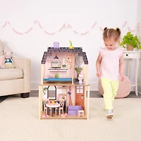 KidKraft Bella View Wooden Dollhouse with Rooftop Deck & 31 Accessories