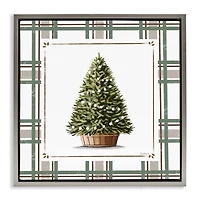 Stupell Industries Potted Christmas Tree Plaid Floating Frame Wall Art