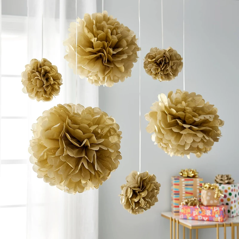 12 Packs: 6 ct. (72 total) Gold Paper Pom Poms by Celebrate It™