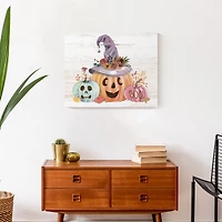 Pastel Jack-O-Lantern Still Life Canvas Wall Art