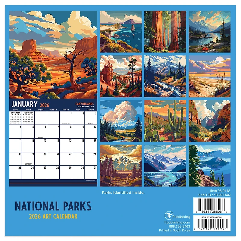 2026 National Parks-Art Mini Calendar