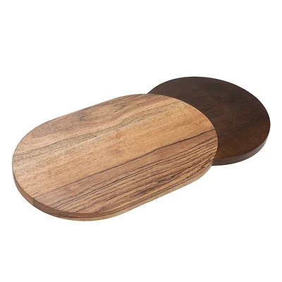 Hello Honey® 15.75" Natural & Walnut Oval Two-Tone Wood Cheese & Cutting Board