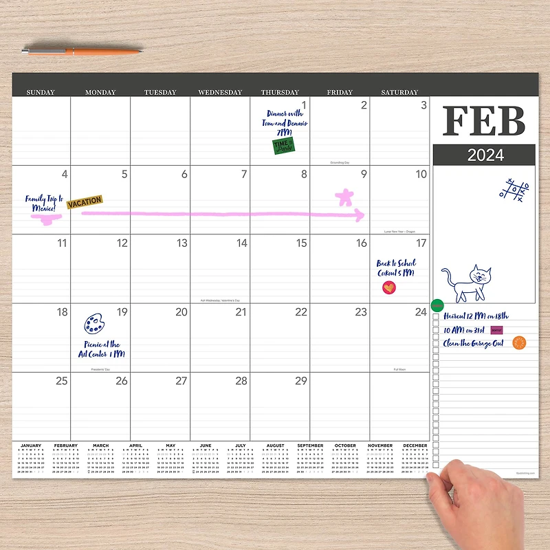 TF Publishing 2024 Professional Large Desk Pad Monthly Blotter Calendar