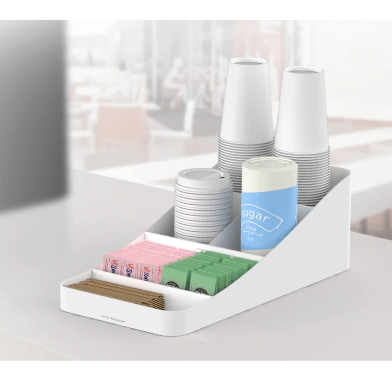 Mind Reader White 7-Compartment Coffee Condiment Storage Organizer