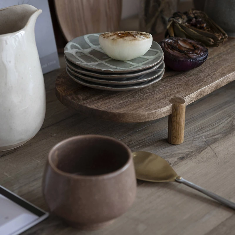 Hello Honey® 19.5" Long Natural Mango Wood Footed Pedestal