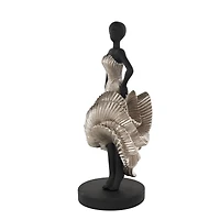 14.25" Black & Silver Dancer Decorative Sculpture