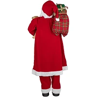 5ft. Traditional Santa Claus with Teddy Bear & Gift Bag Standing Christmas Figure