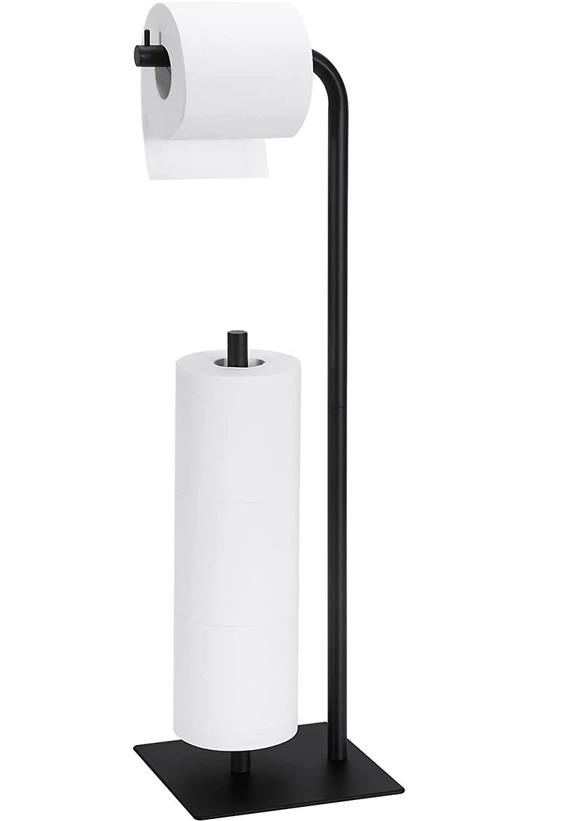 Black Freestanding Metal Toilet Paper Holder Stand