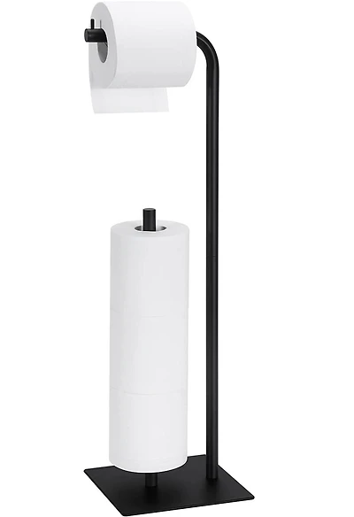 Black Freestanding Metal Toilet Paper Holder Stand