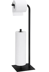 Black Freestanding Metal Toilet Paper Holder Stand