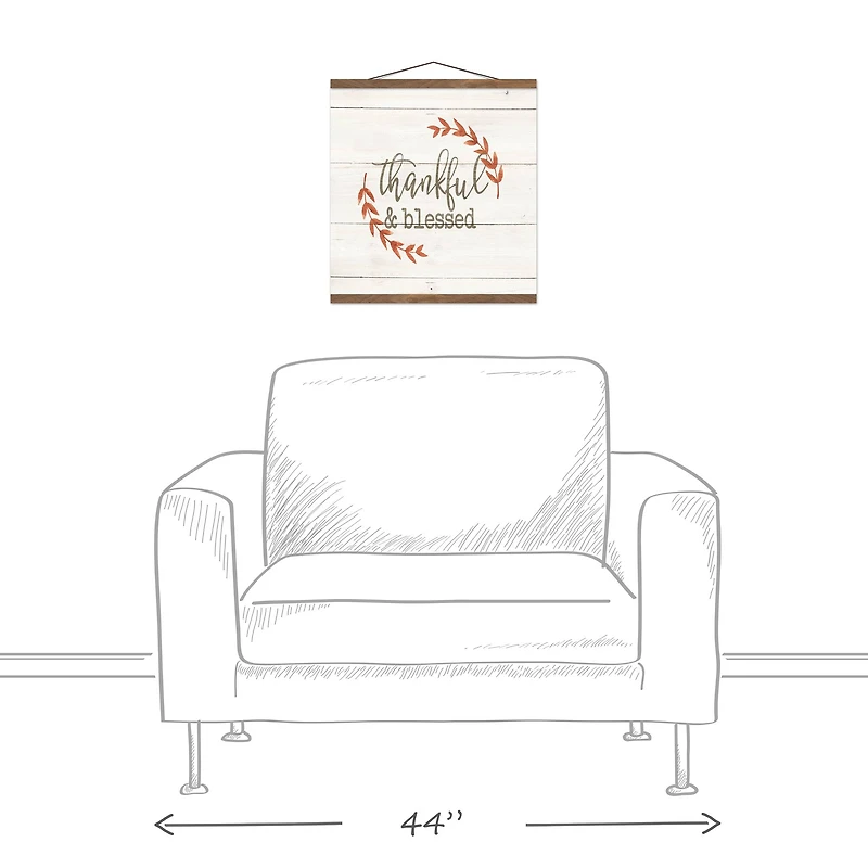 Thankful Wreath Teak Hanging Canvas