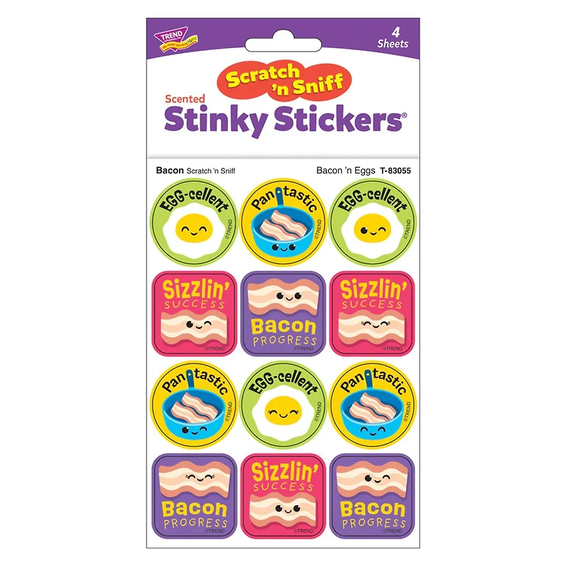 TREND Enterprises® Bacon 'n Eggs, Bacon Scent Scratch 'n Sniff Stinky Stickers®, 48 Per Pack, 6 Packs total of 288