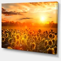 Designart - Yellow Sunset over Sunflowers