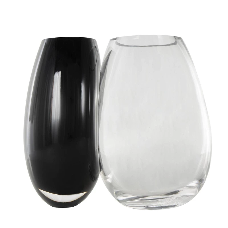 Black & Clear Abstract 2 Opening Recycled Glass Vase