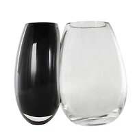 Black & Clear Abstract 2 Opening Recycled Glass Vase