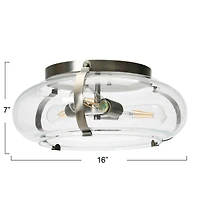 Hello Honey® Robert Stevenson Lighting Alston 16" Antique Nickel Glass & Metal Flush Mount Ceiling Light