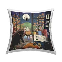 Stupell Industries Halloween Witchcraft Black Cat Throw Pillow