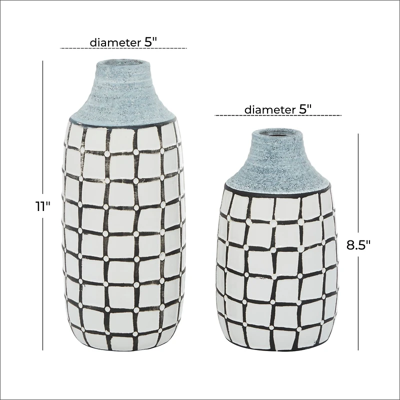 White Ceramic Coastal Vase Set