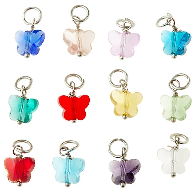Multicolored Rhodium Butterfly Charms by Bead Landing™