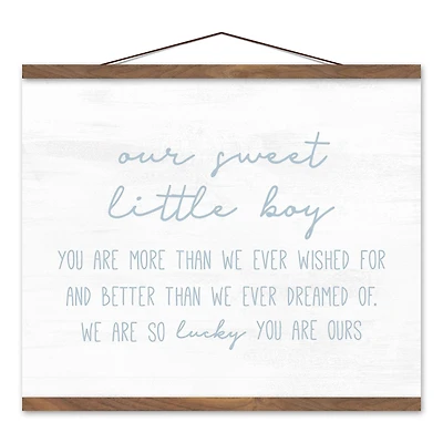 Our Sweet Little Boy 16" x 20" Teak Hanging Canvas