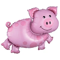 SuperShape™ 35" x 25" Pink Pig Shaped Foil Balloon