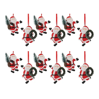 Santa with Pine Accent Clay Dough Ornaments Set