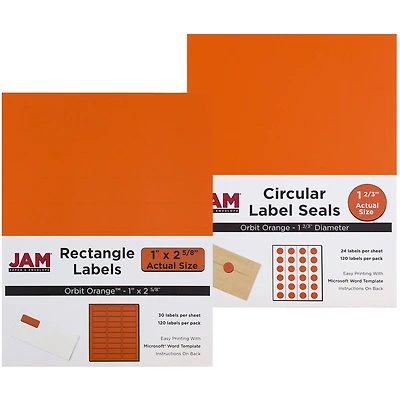 JAM Paper Orange Mailing Address Label Combo Set