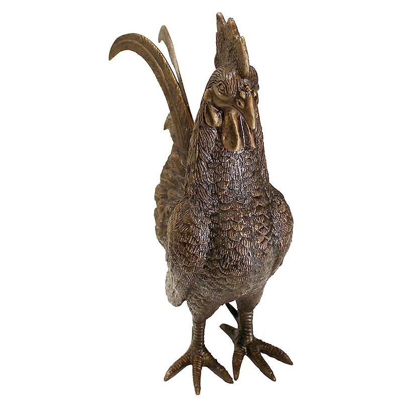 Design Toscano 16" Barnyard Rooster Solid Cast Bronze Garden Statue