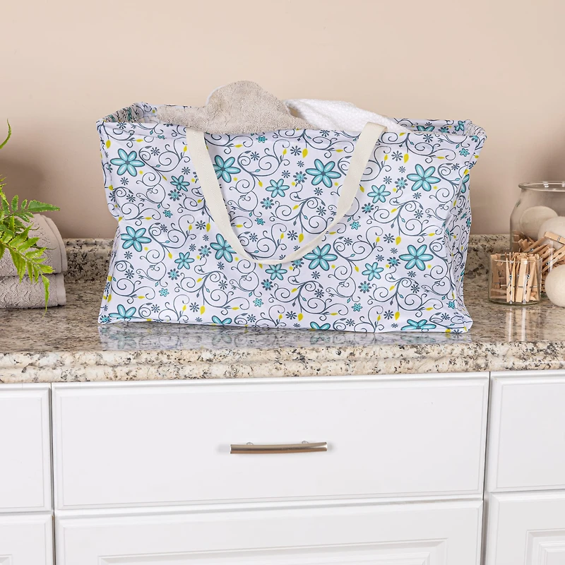 Household Essentials Krush® Blue Floral Canvas Tote