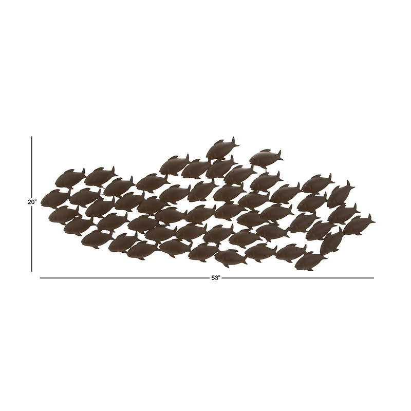 Dark Brown Metal Coastal Fish Wall Décor