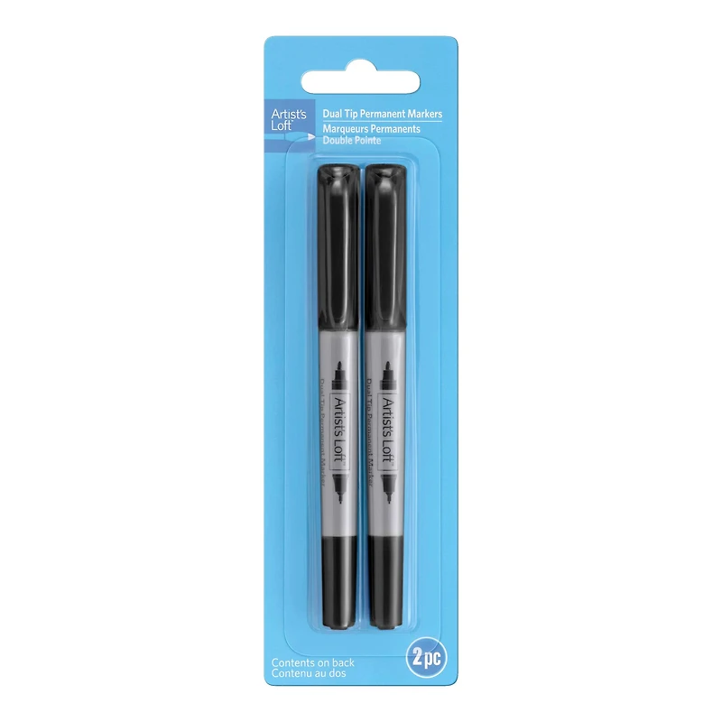 Black Dual Tip Permanent Markers, 2ct. by Artist's Loft™