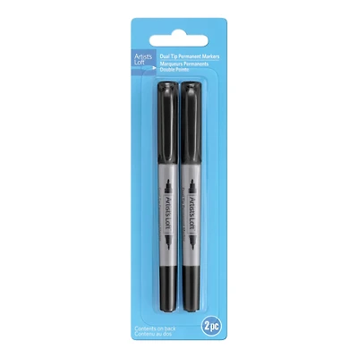 Black Dual Tip Permanent Markers, 2ct. by Artist's Loft™