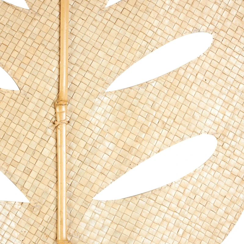 79" Light Brown Bamboo Wood Woven Palm Leaf Set