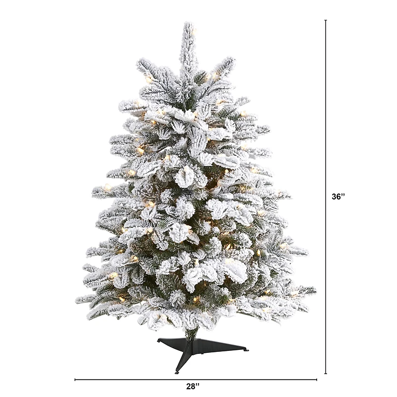 3ft. Pre-Lit Flocked North Carolina Fir Artificial Christmas Tree with Warm White Lights