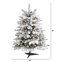 3ft. Pre-Lit Flocked North Carolina Fir Artificial Christmas Tree with Warm White Lights