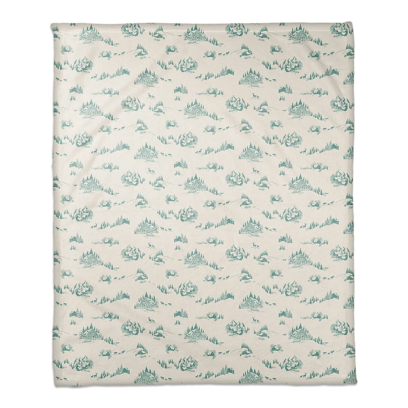 Snowy Town Teal 50x60 Coral Fleece Blanket