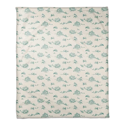 Snowy Town Teal 50x60 Coral Fleece Blanket