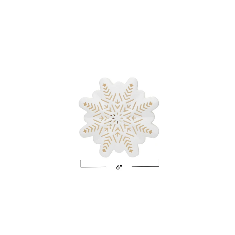 Hello Honey® 6" White LED Lighted Stoneware Bisque Snowflake Accent