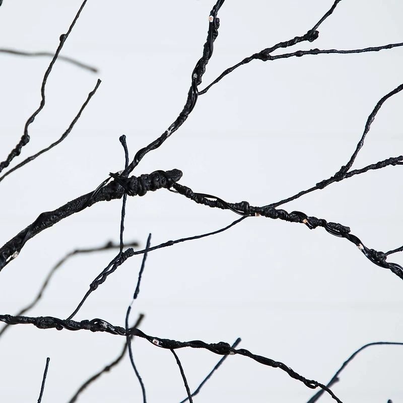 8ft. Pre-Lit Halloween Black Twig Artificial Tree with 510 Orange & Purple LED Lights