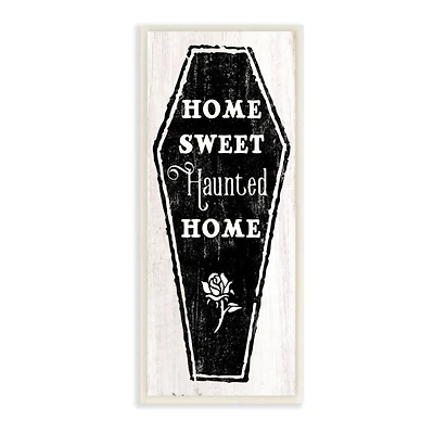 Stupell Industries Home Sweet Haunted Home Halloween Rose Casket Wood Wall Plaque