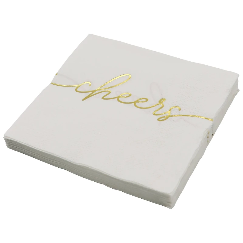 Gold & White Cheers Beverage Napkins, 20ct. by Celebrate It™