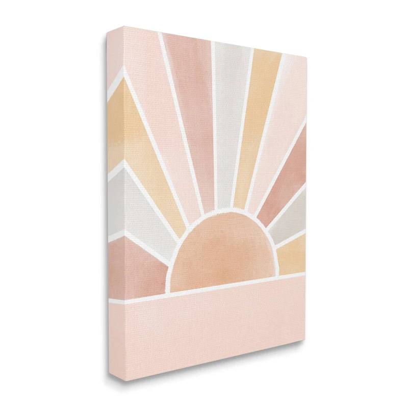 Stupell Industries Pink Tone Horizon Striped Sun Ray Landscape Canvas Wall Art