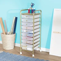 Honey Can Do 10-Drawer Gold Rolling Storage Cart