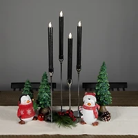 9.5" Solid Black LED Flickering Flameless Halloween Taper Candles, 4ct.
