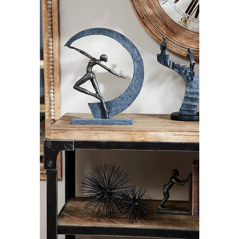 Grey Resin Modern Sculpture, Dancer 15" x 12" x 3"